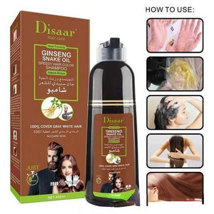 Disaar Shampoing colorant cheveux marron pour homme et femme, 400ml