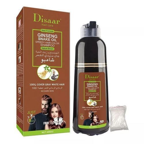 Disaar Shampoing colorant cheveux marron pour homme et femme, 400ml