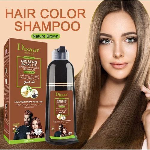 Disaar Shampoing colorant cheveux marron pour homme et femme, 400ml